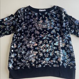 Wildfox Black Holographic Foil Toile Sweatshirt